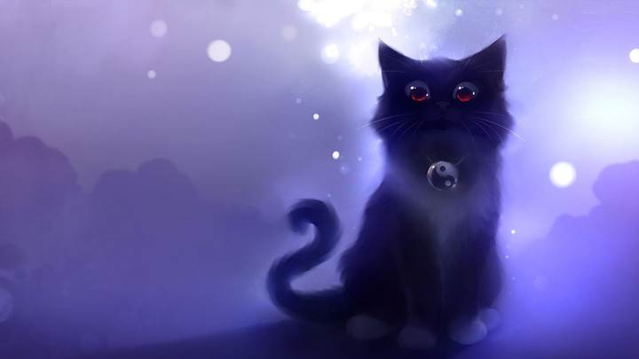 Cartoon Black Cat Sitting